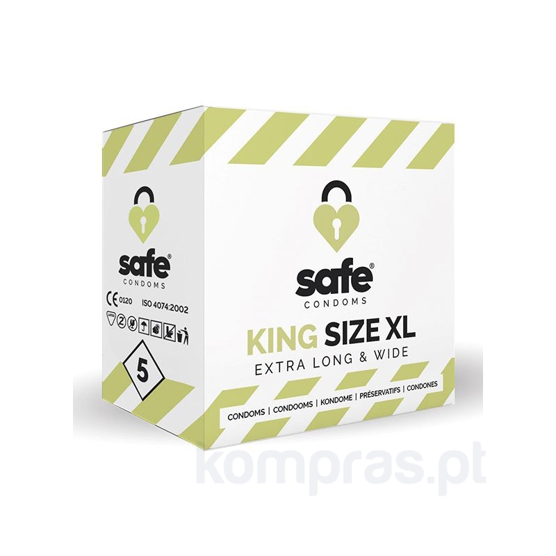 Caixa de 5 unidades Preservativos King Size XL Safe