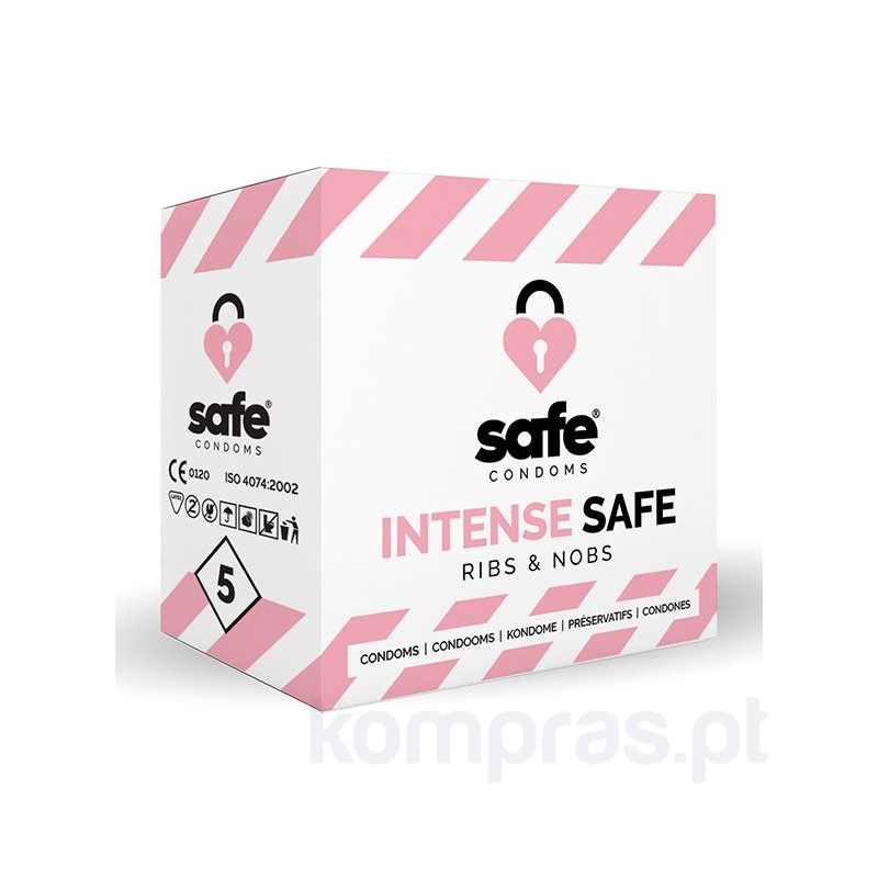 Caixa de 5 unidades de Preservativos Ribs & Nobs Safe